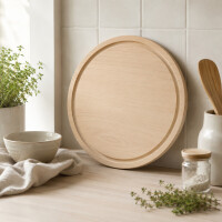 Schneidebrett rund mit Saftrille Buchenholz 30 x 1,5 cm 3