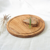 Schneidebrett mit Saftrille Eichenholz rund 30 cm 5