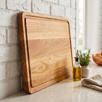 Eichenholz Schneidebrett mit Saftrille 50 x 30 x 2 cm