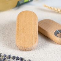 Flaschenöffner aus Buchenholz 10 cm mit Edelstahl-Kapse