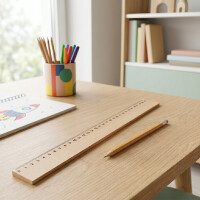 Buchenholz Lineal 30 cm für Schule, Büro & Hob