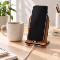 Smartphone-Ständer Eiche rund 13 cm 5
