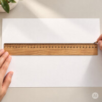 Lineal Eichenholz 30 cm mit eingravierter Millimeterskala